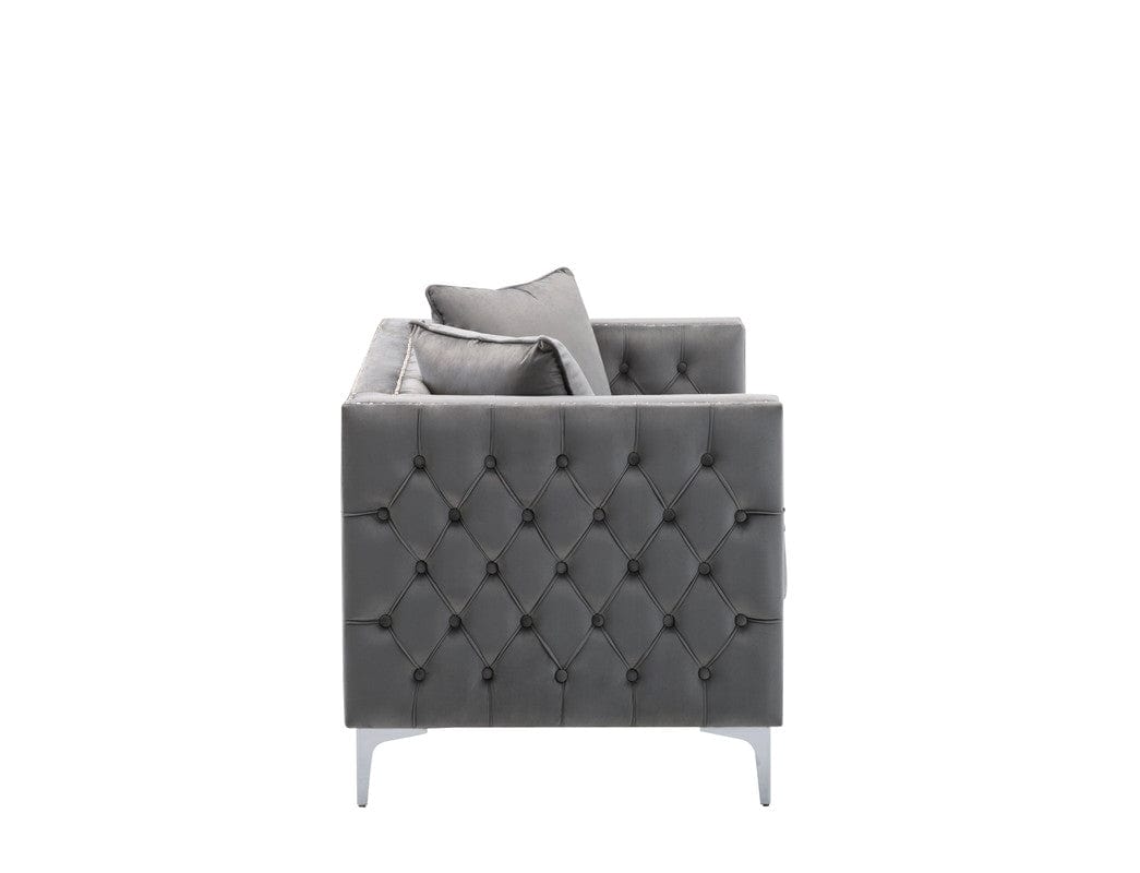Willow & Hearth Lorreto 63"W Gray Velvet Loveseat