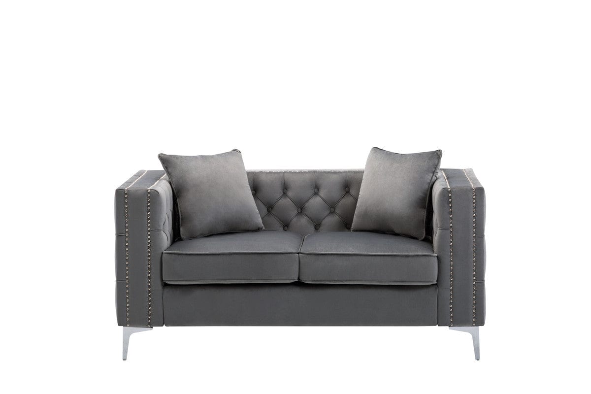 Willow & Hearth Lorreto 63"W Gray Velvet Loveseat