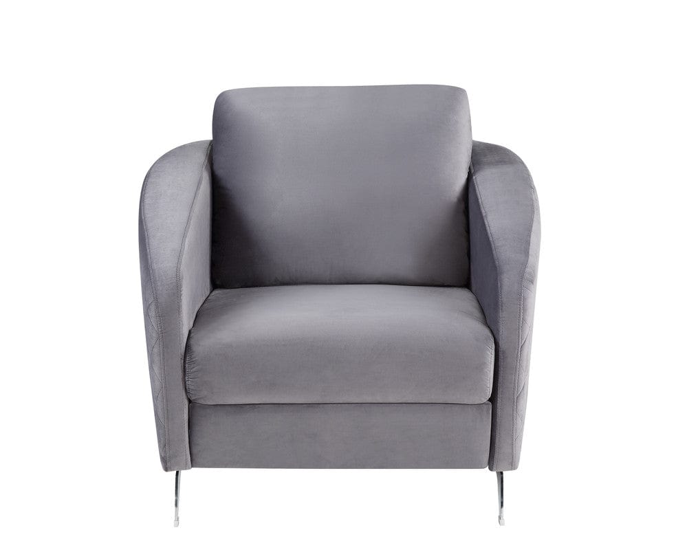 Willow & Hearth Sofia 36"W Gray Velvet Modern Chic Accent Armchair