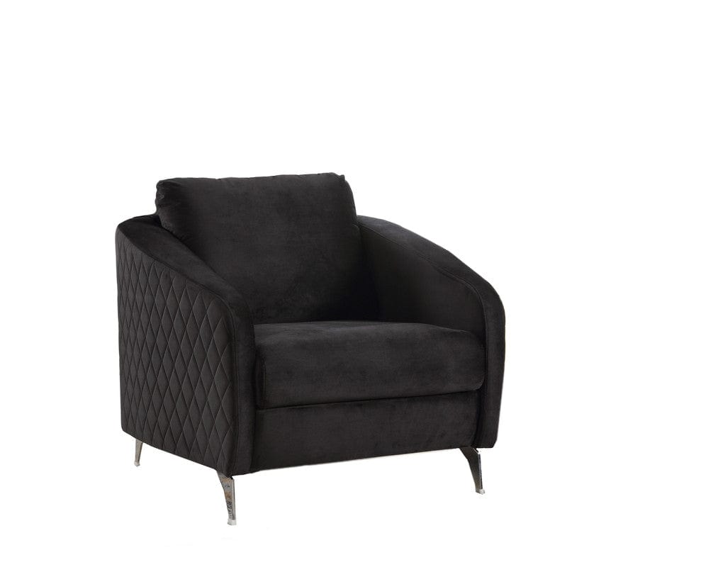 Willow & Hearth Sofia 36"W Black Velvet Modern Chic Accent Armchair