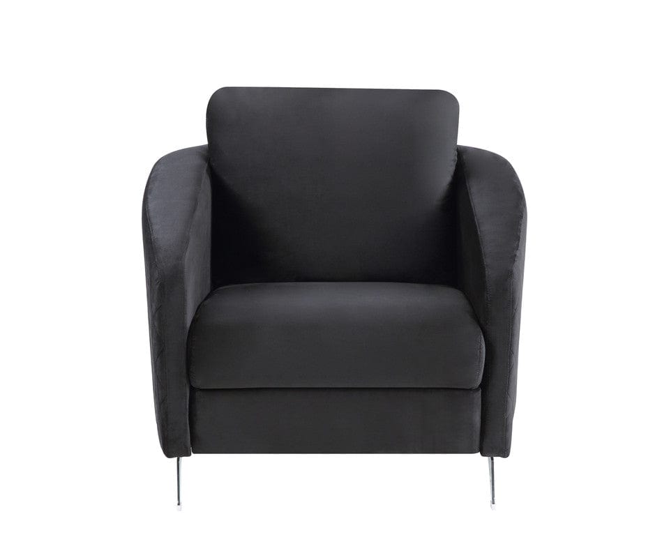 Willow & Hearth Sofia 36"W Black Velvet Modern Chic Accent Armchair