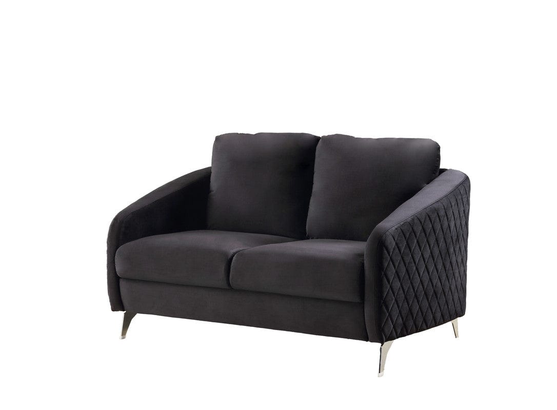Willow & Hearth Sofia 55"W Black Velvet Modern Chic Loveseat Couch
