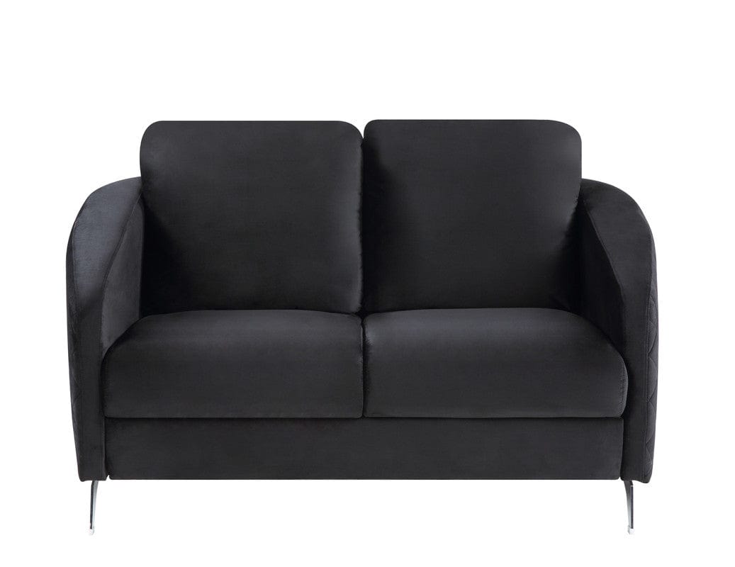 Willow & Hearth Sofia 55"W Black Velvet Modern Chic Loveseat Couch