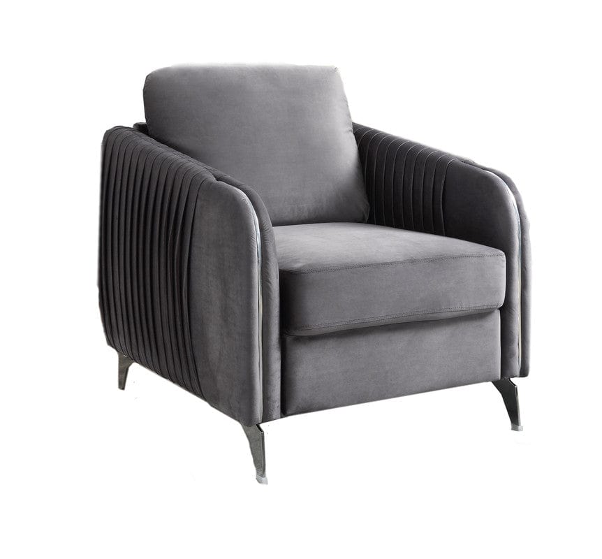 Willow & Hearth Hathaway 32"W Gray Velvet Modern Chic Accent Armchair