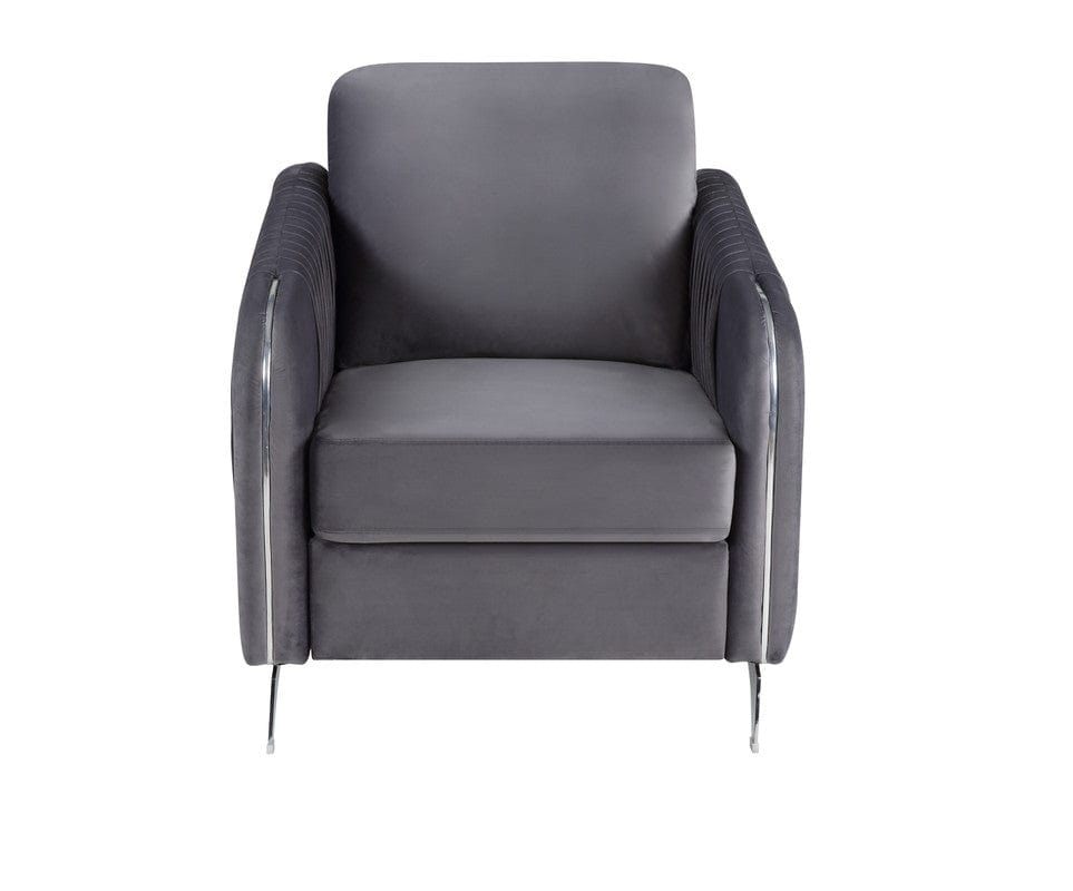 Willow & Hearth Hathaway 32"W Gray Velvet Modern Chic Accent Armchair