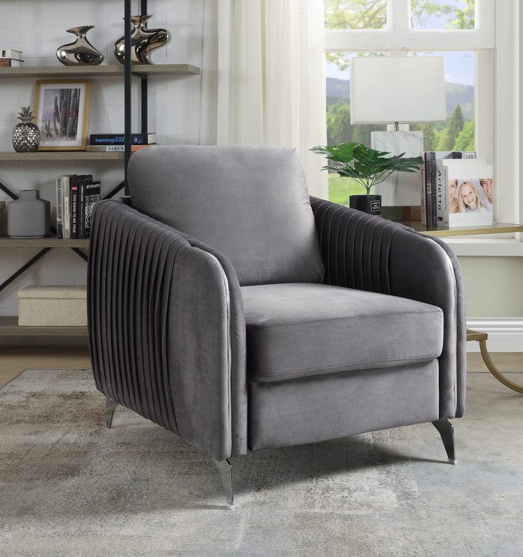 Willow & Hearth Hathaway 32"W Gray Velvet Modern Chic Accent Armchair