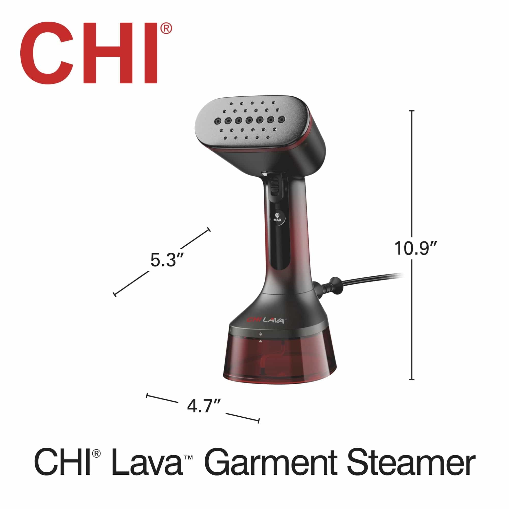 CHI LAVA Ceramic Plate Garment Steamer for Clothes with Fabric Brush, Red - Certified Refurbished