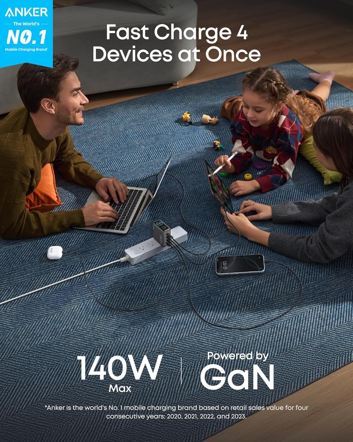 Anker Laptop Power Bank (25K, 165W, Built-In and Retractable Cables)