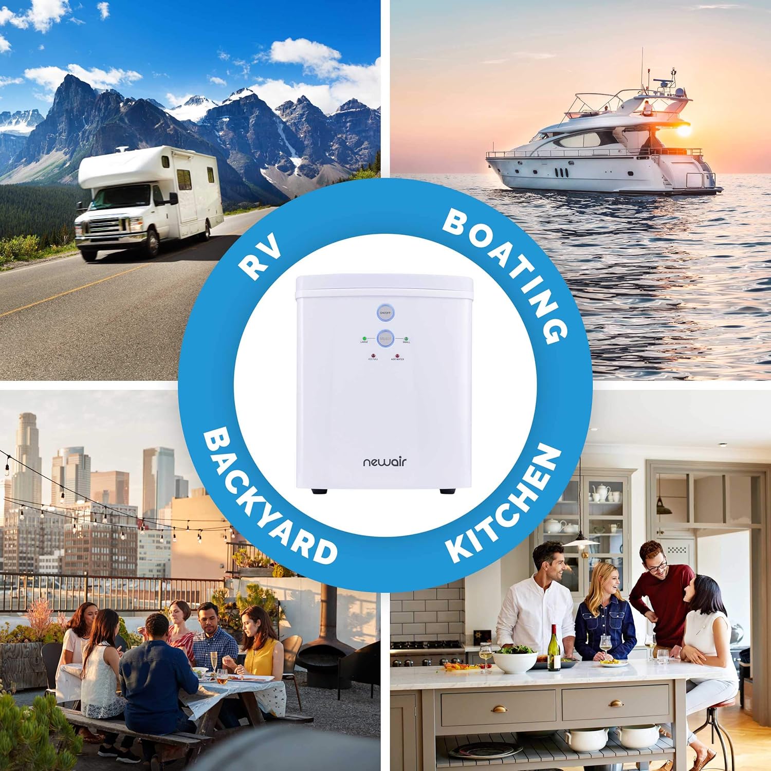 Newair Portable Ice Maker with 2 Ice Sizes, 33 lbs of Ice a Day, White - Certified Refurbished