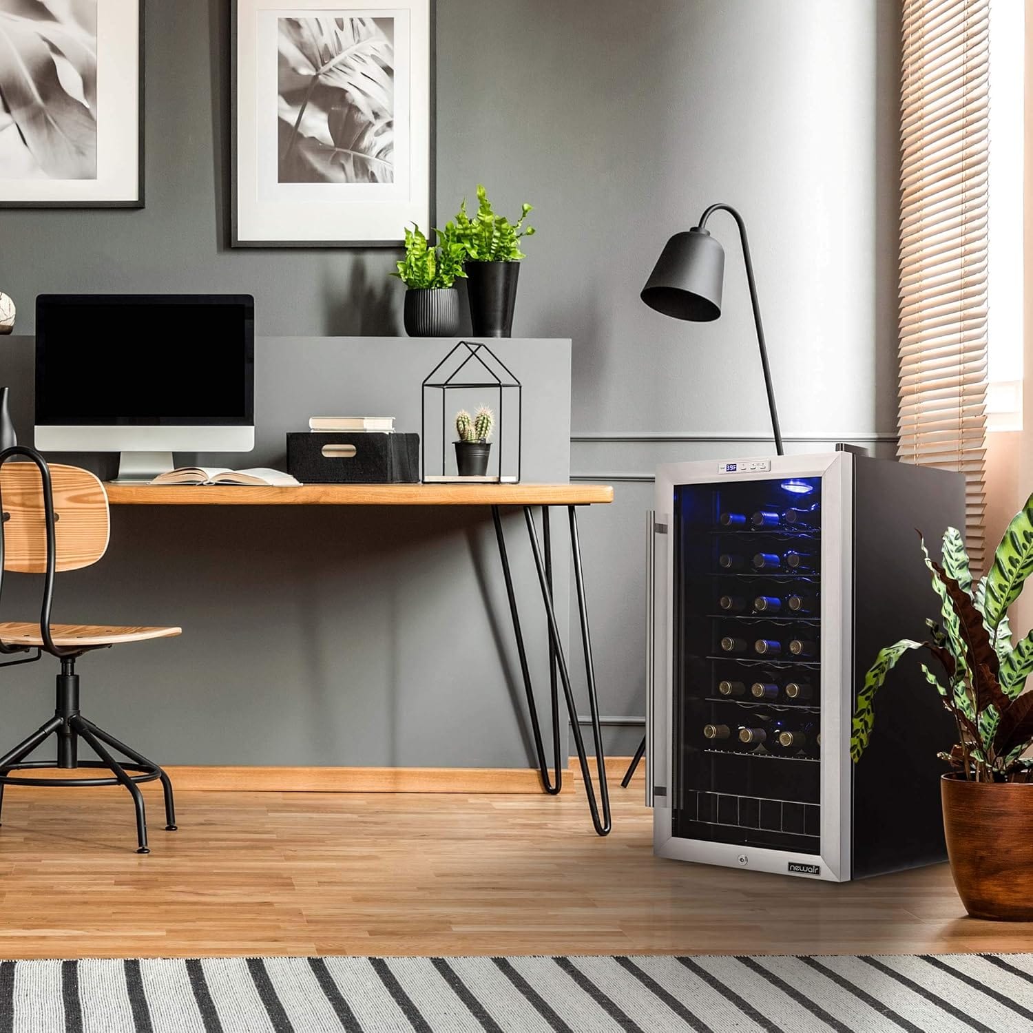 Newair Freestanding Wine Fridge, 27 Bottles, Stainless Steel - Certified Refurbished