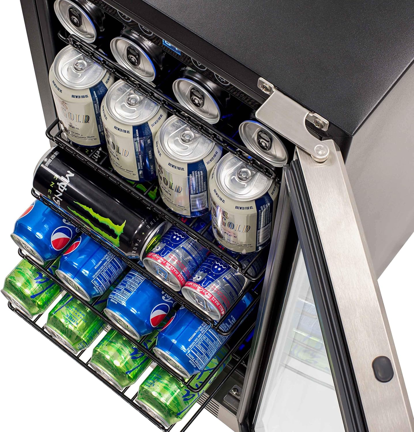 Newair 15" Built-in Beverage Fridge, 96 Cans, Stainless Steel - Certified Refurbished