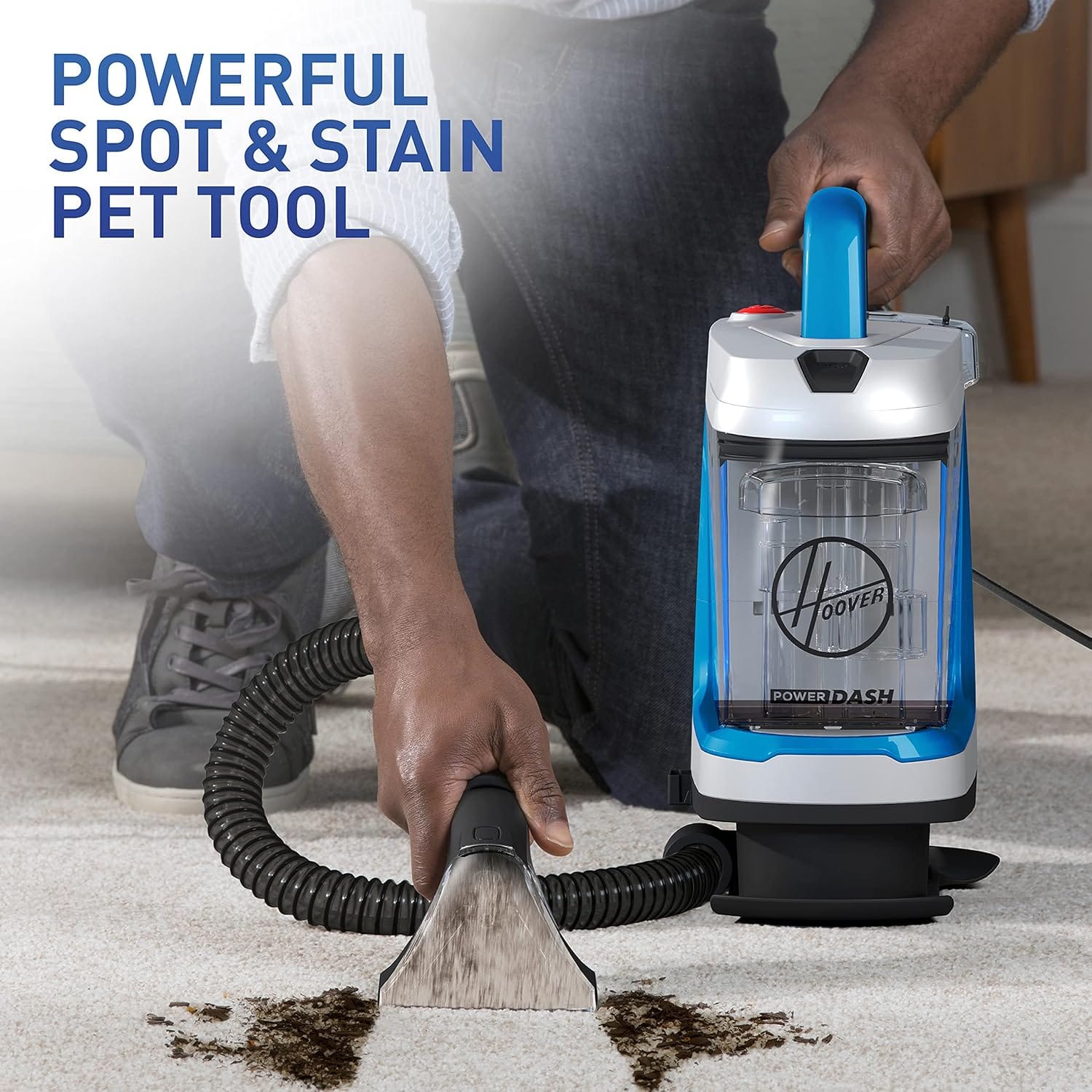 Hoover PowerDash GO Pet+ Portable Spot Carpet Cleaner, Lightweight Spot and Upholstery Shampooer Machine, Pet Stain Remover, Use with Hoover Solution