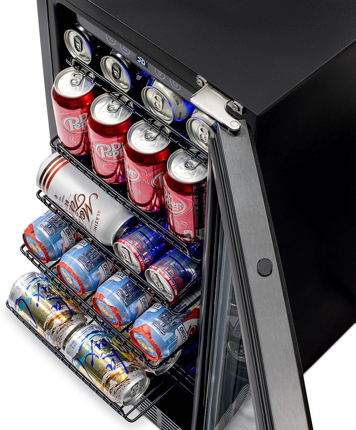 Newair 15" Built-in Beverage Fridge, 96 Cans, Black - Certified Refurbished