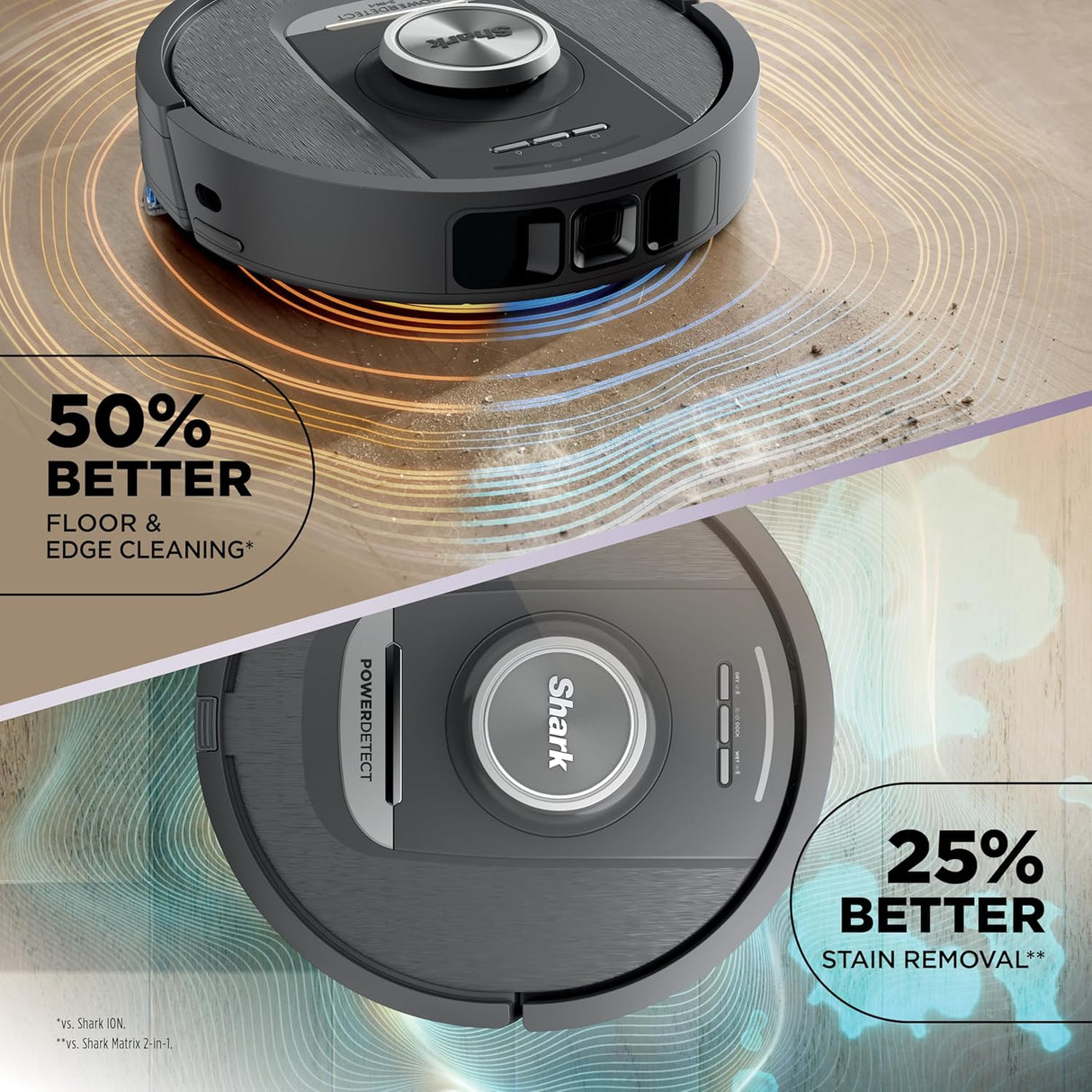 Shark R-RV2820YE-SD PowerDetect 2-in-1 Robot Vacuum and Mop with NeverTouch™ Base, Gaia Grey - Open Box