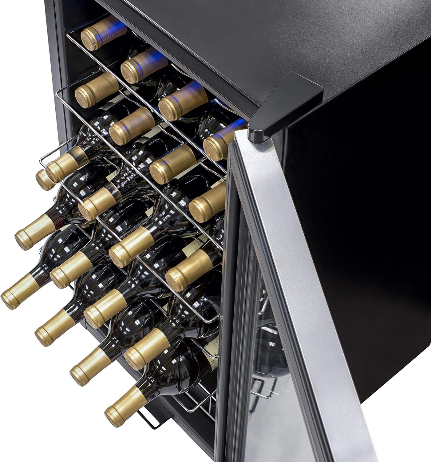 Newair Freestanding Wine Fridge, 27 Bottles, Stainless Steel - Certified Refurbished