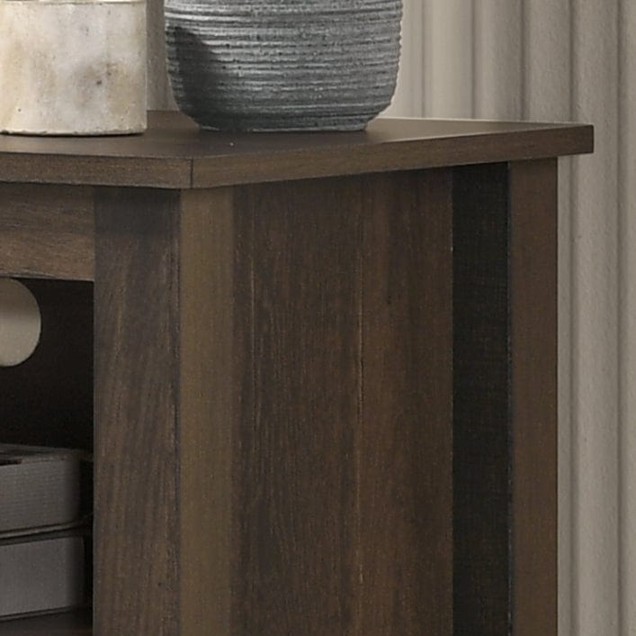 Willow & Hearth Benito Dark Dusty Brown 70"W TV Stand with Open Shelves and Cable Management