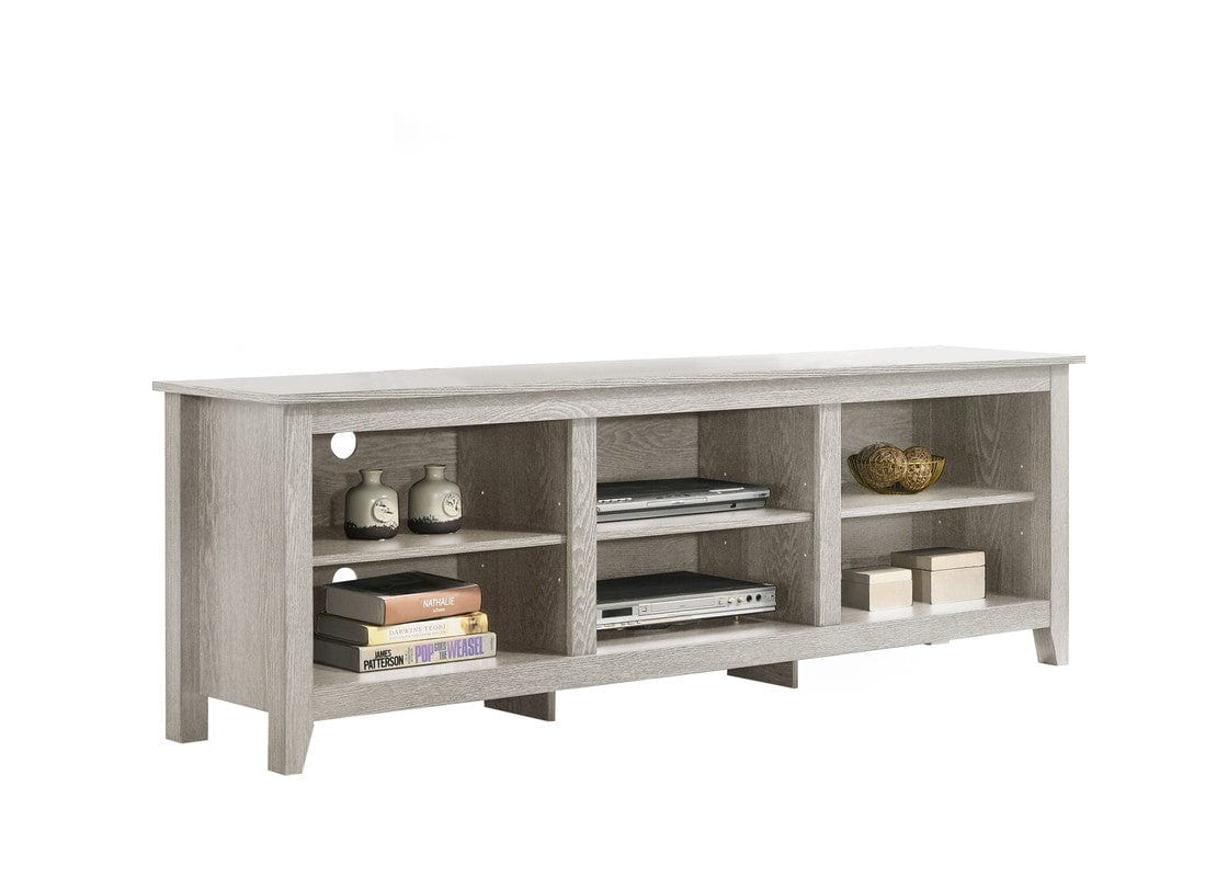 Willow & Hearth Benito Dusty Gray 70"W TV Stand with Open Shelves and Cable Management