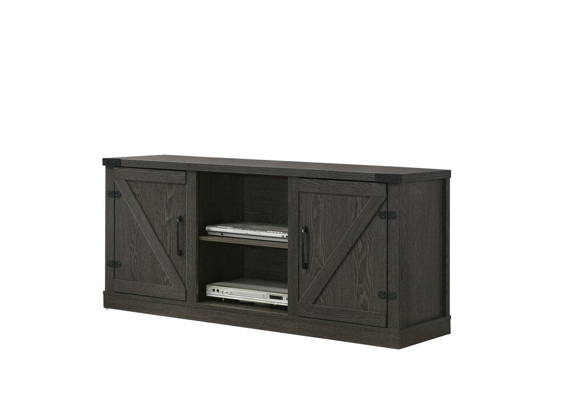 Willow & Hearth Salma Dark Gray 58"W TV Stand with 2 Open Shelves and 2 Cabinets