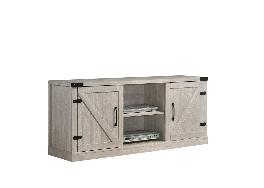 Willow & Hearth Salma Dusty Gray 58"W TV Stand with 2 Open Shelves and 2 Cabinets
