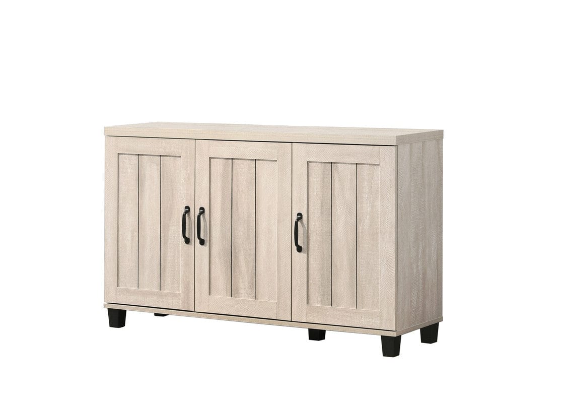 Willow & Hearth Corby 45"W Dusty Gray Oak Finish 3-Door Shoe Cabinet