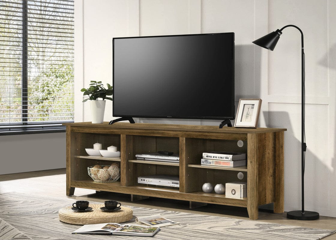 Willow & Hearth Benito Knotty Oak 70"W TV Stand with Open Shelves and Cable Management