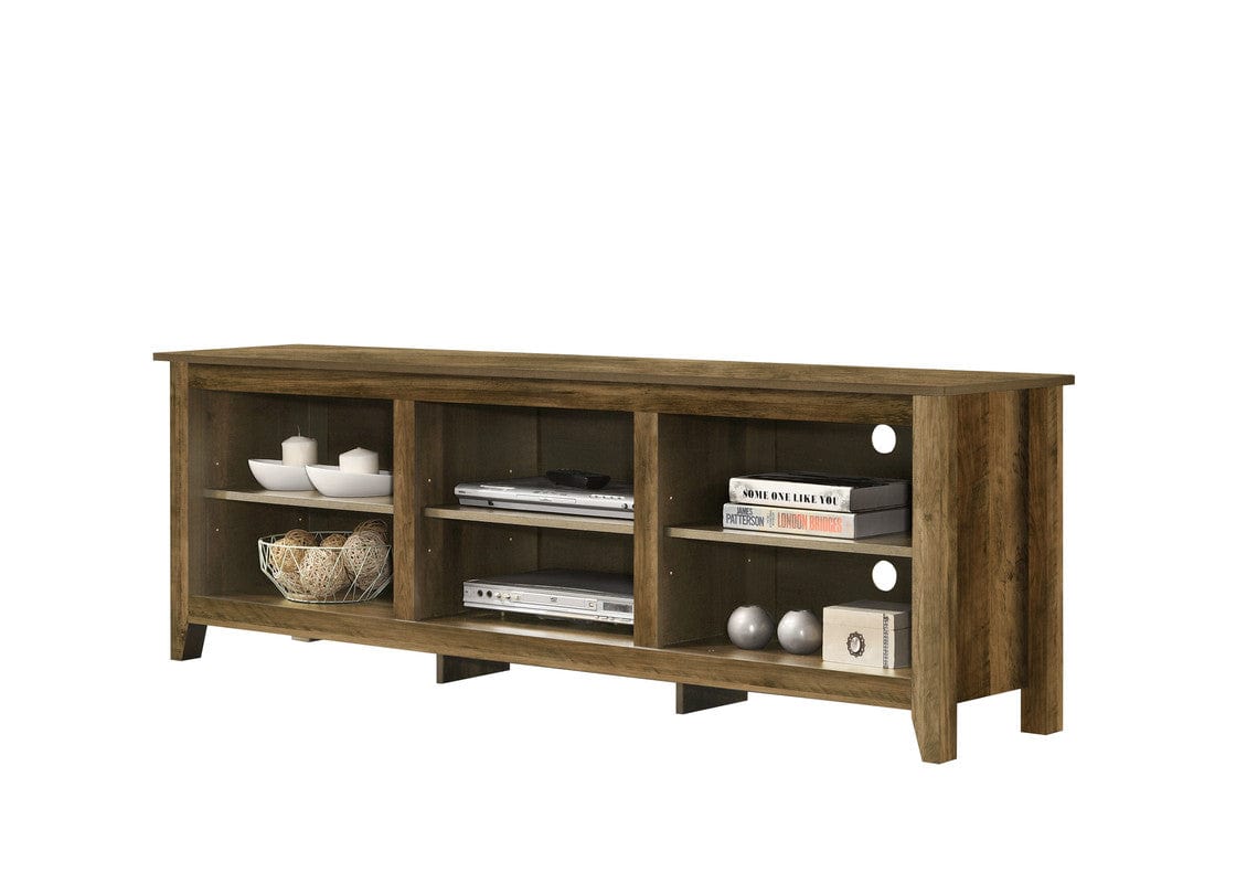 Willow & Hearth Benito Knotty Oak 70"W TV Stand with Open Shelves and Cable Management