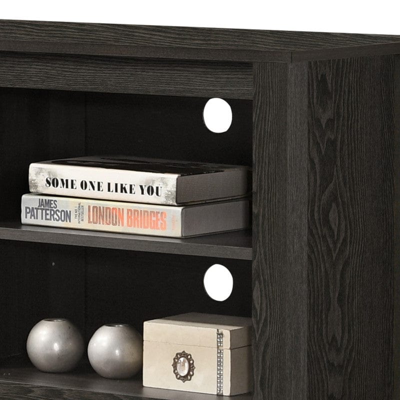 Willow & Hearth Benito Dark Gray 70"W TV Stand with Open Shelves and Cable Management