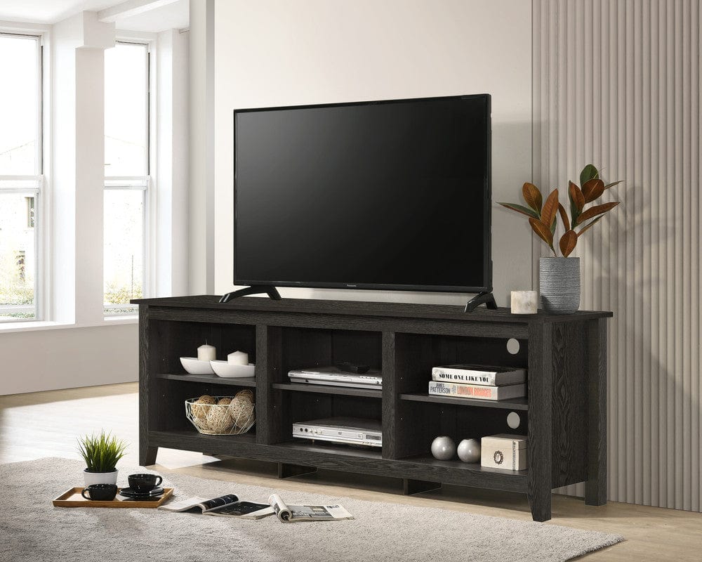 Willow & Hearth Benito Dark Gray 70"W TV Stand with Open Shelves and Cable Management