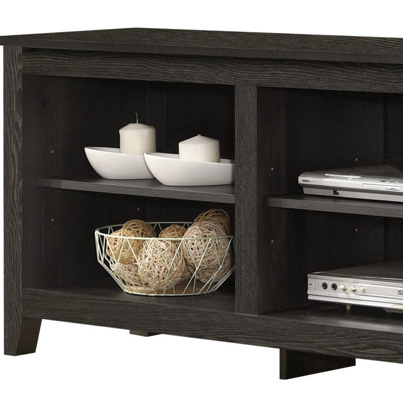 Willow & Hearth Benito Dark Gray 70"W TV Stand with Open Shelves and Cable Management