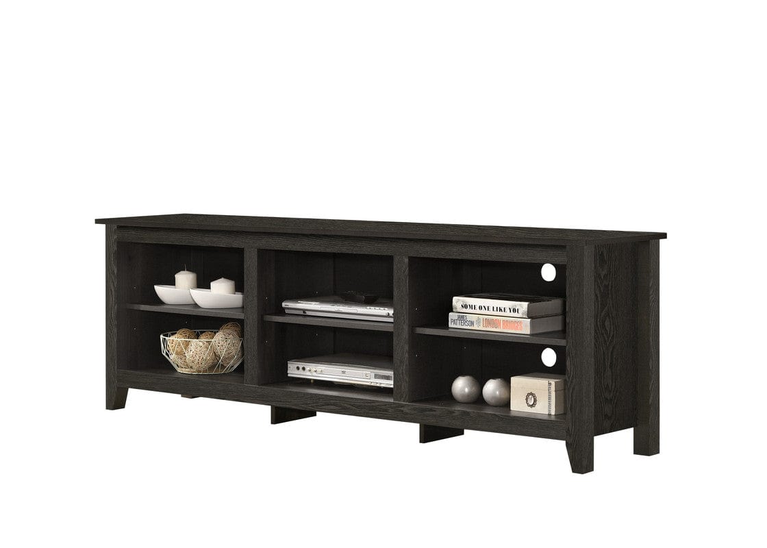 Willow & Hearth Benito Dark Gray 70"W TV Stand with Open Shelves and Cable Management