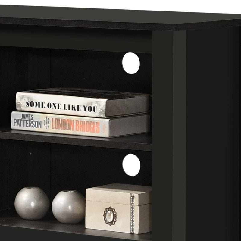 Willow & Hearth Benito Black 70"W TV Stand with Open Shelves and Cable Management