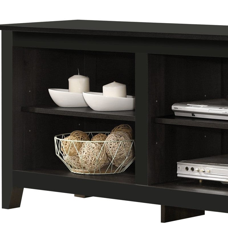 Willow & Hearth Benito Black 70"W TV Stand with Open Shelves and Cable Management