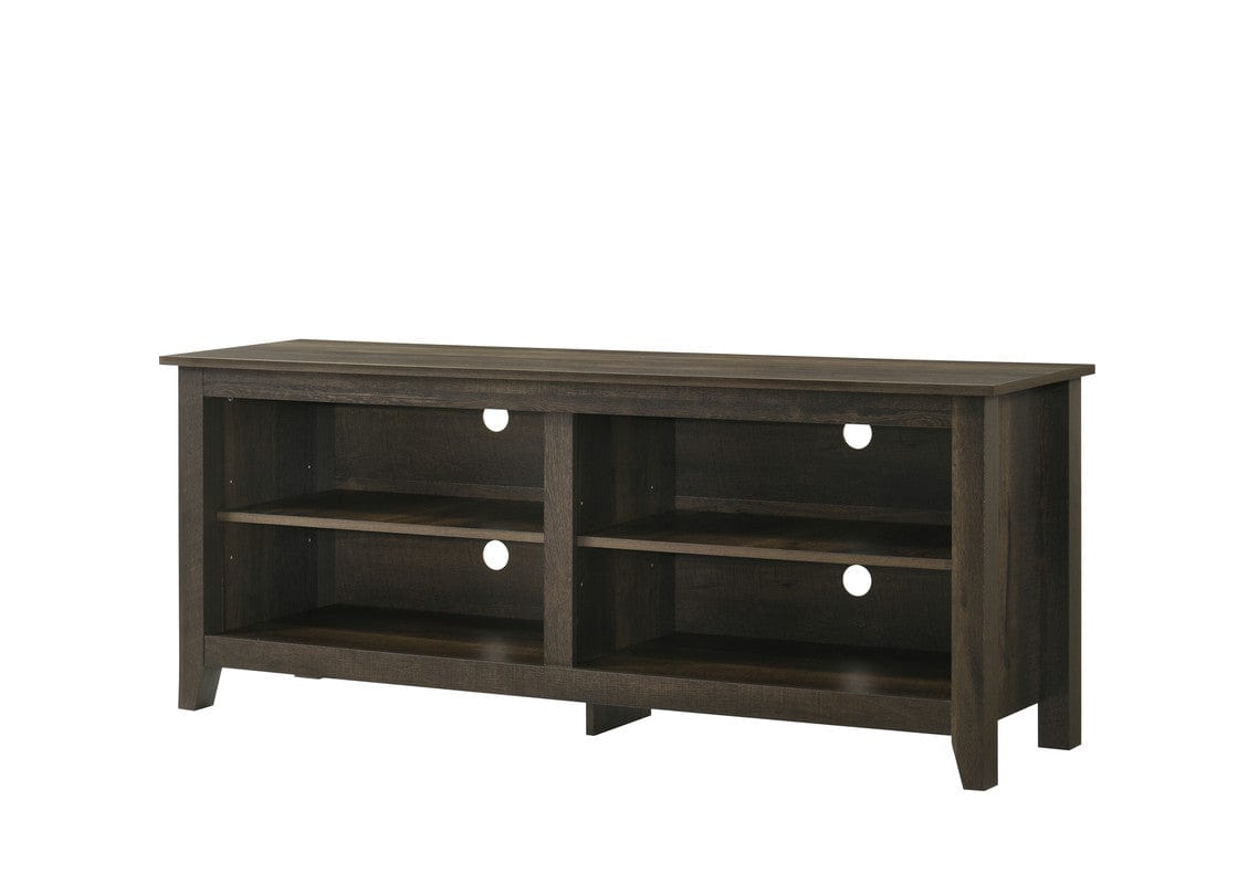 Willow & Hearth Trove 58" Wide Dark Dusty Oak Finish TV Stand with Open Shelves and Cable Management