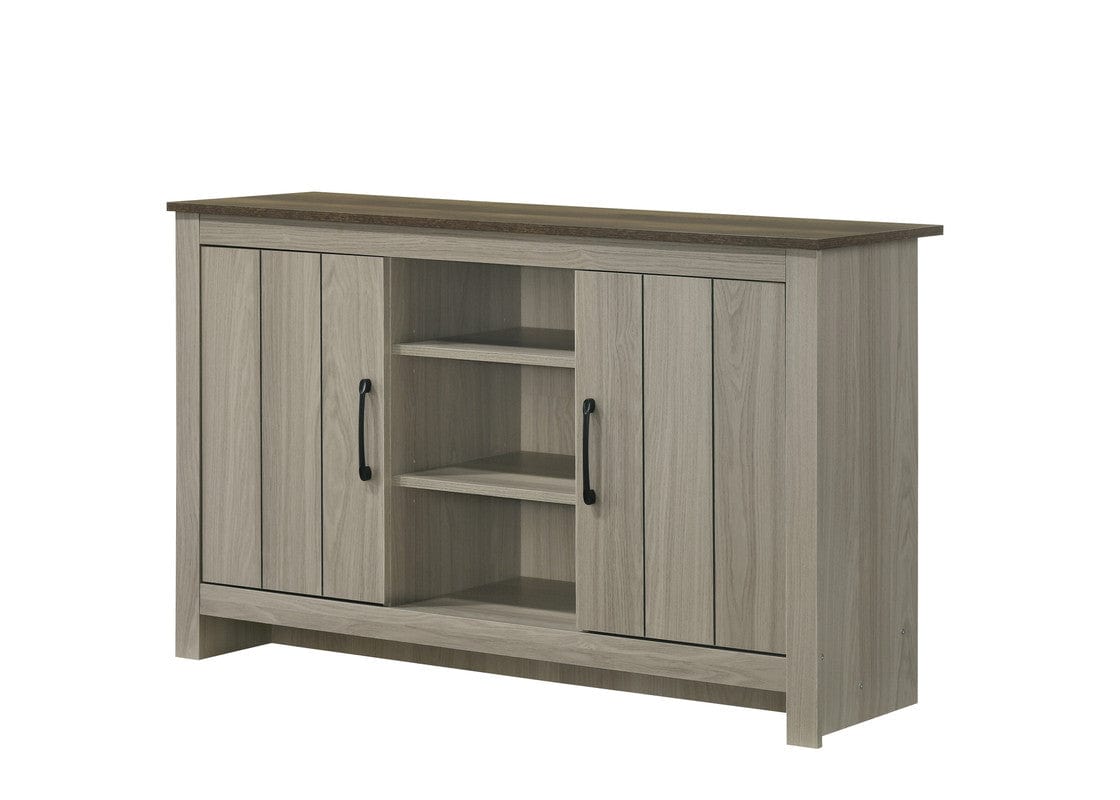 Willow & Hearth Nyla 47"W Gray Oak Console Table, Buffet Table, Sideboard with Shelves and Cabinet Doors