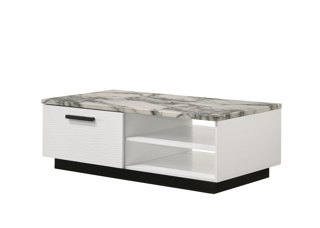 Willow & Hearth Matilda 47"W White Coffee Table with White Faux Marble Top