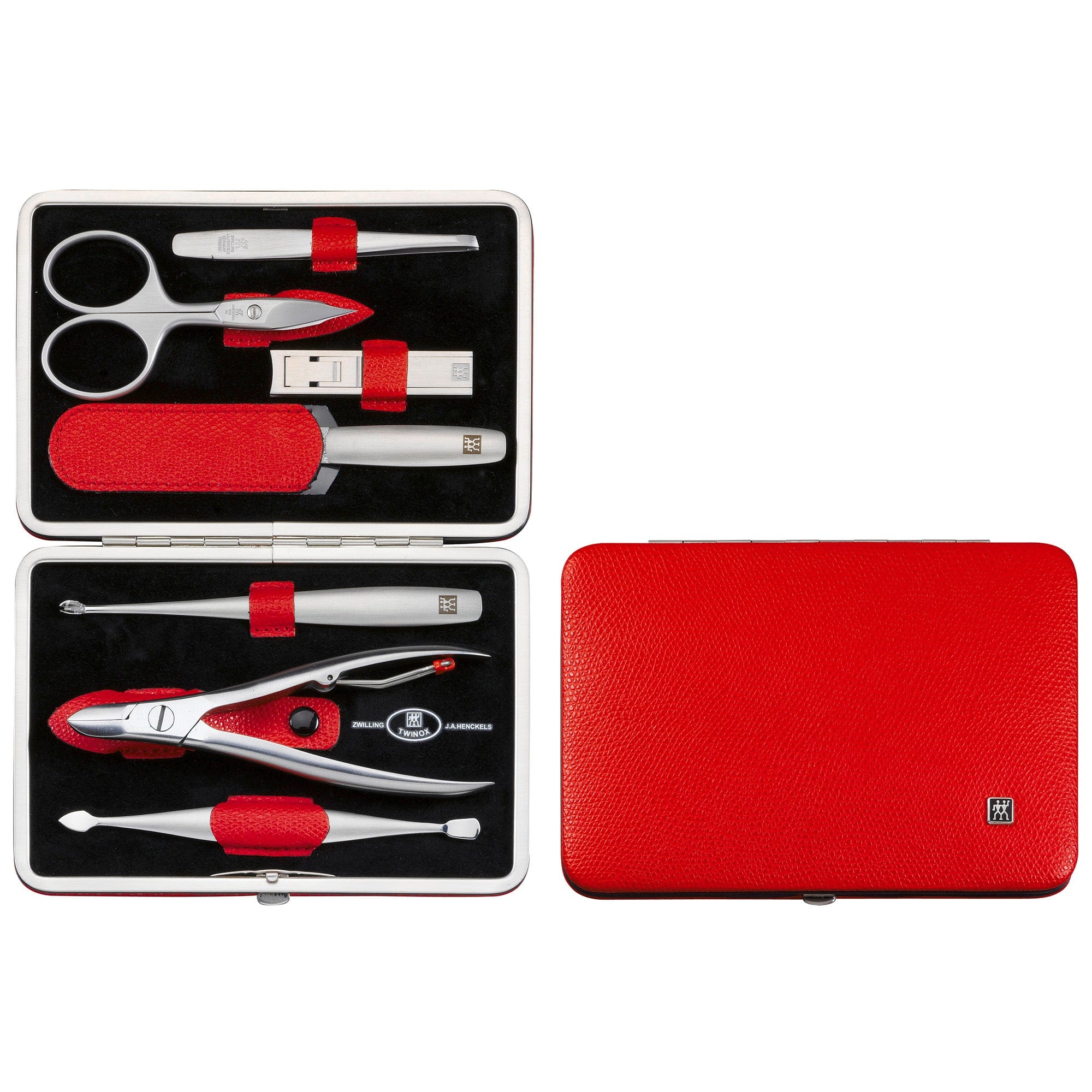 Zwilling Beauty Twinox 8-pc Manicure Set with Red Leather Frame Case