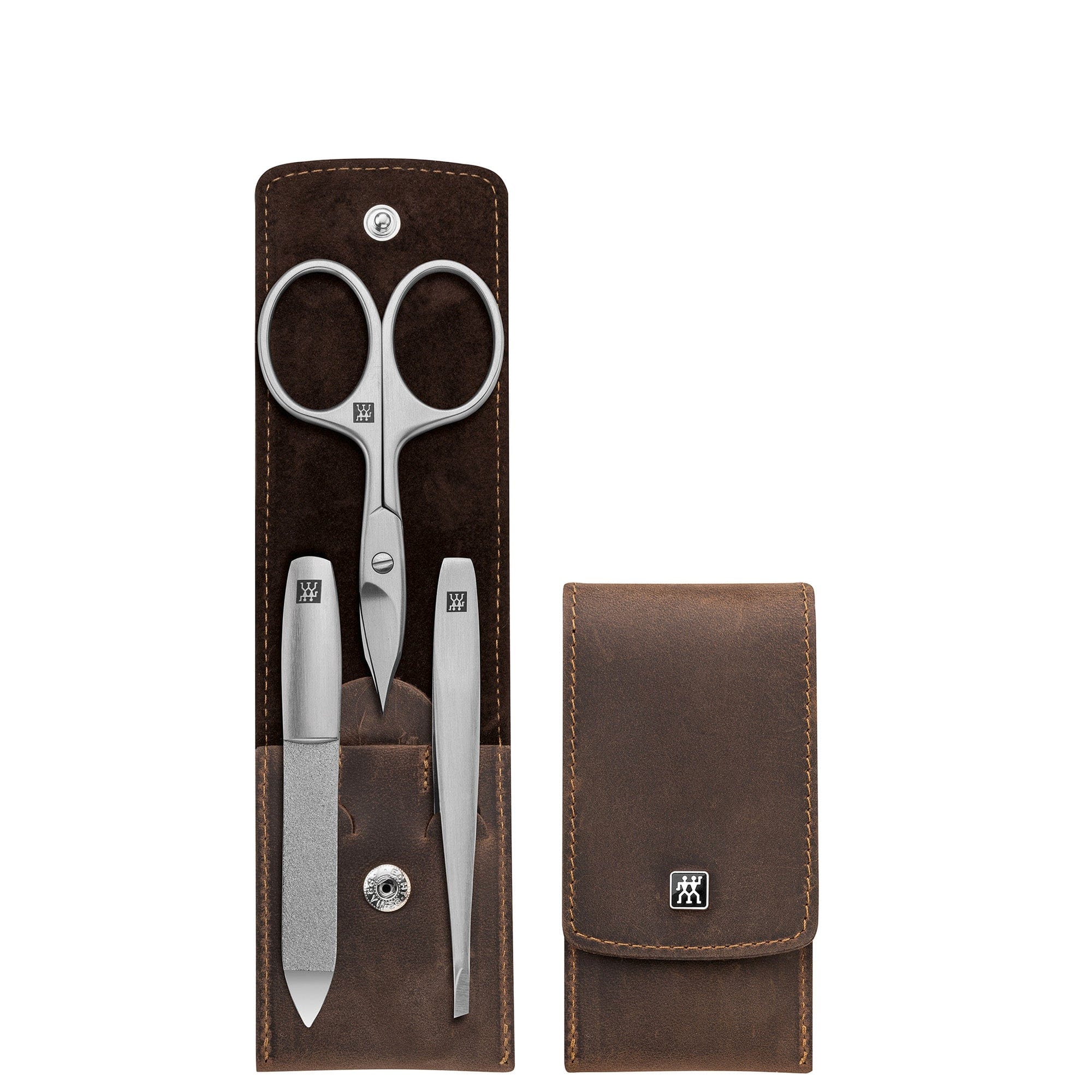 Zwilling Beauty Twinox 4-pc Manicure Set with Brown Leather Case