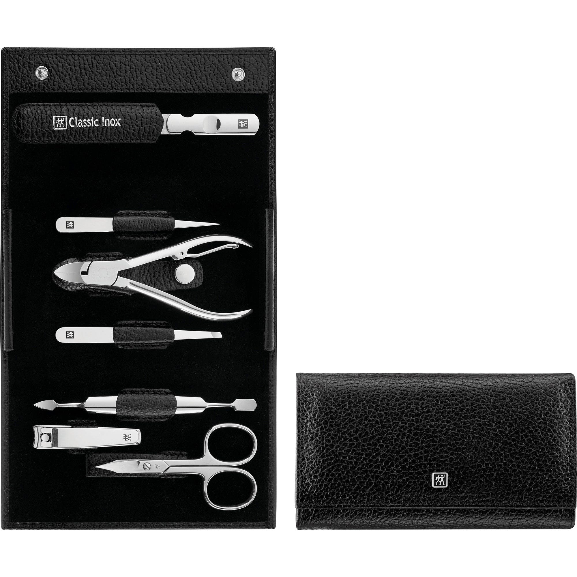 Zwilling Beauty Classic INOX Manicure and Pedicure Leather Case, Nail Care Kit, 7-Piece, Premium Travel Nail Kit