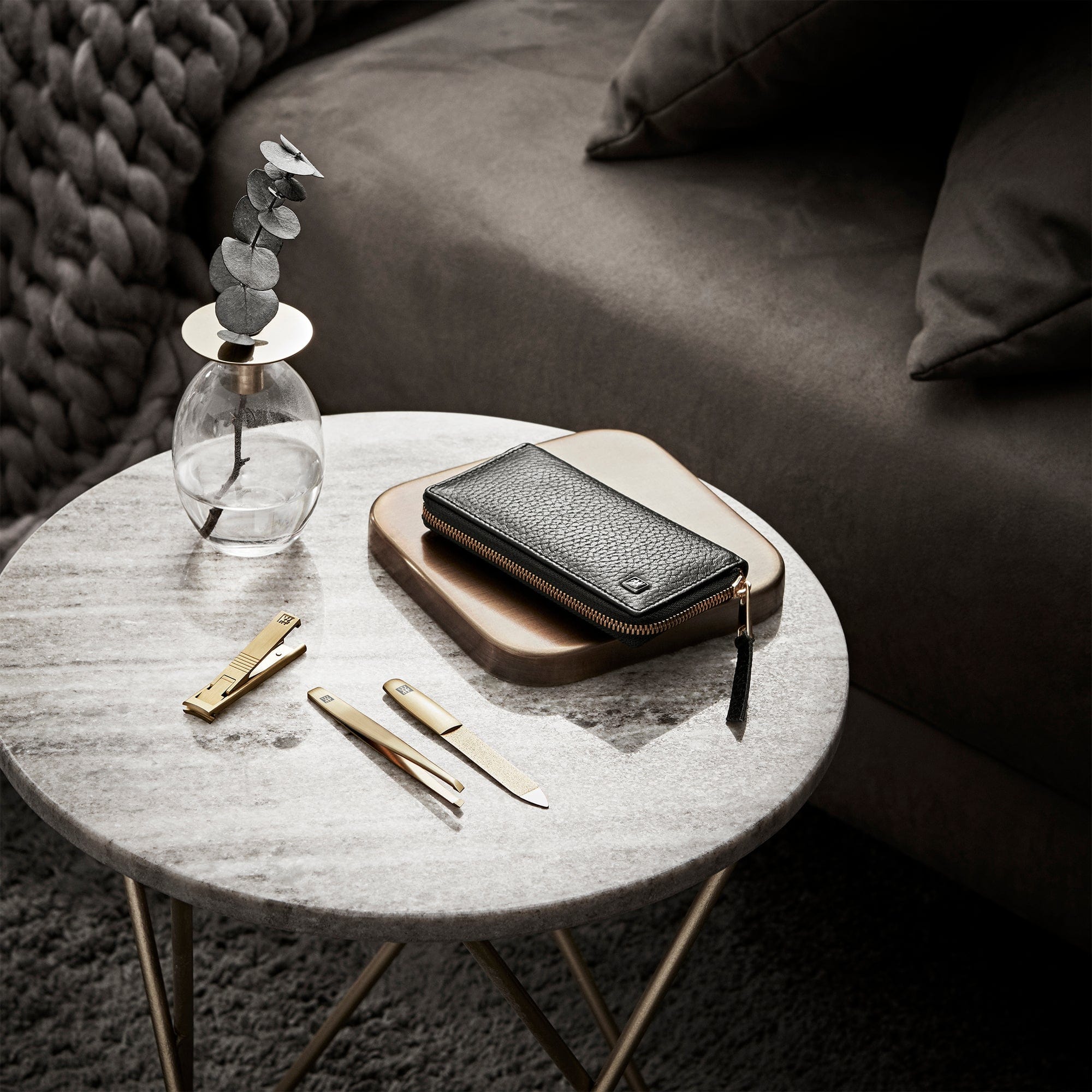 Zwilling Beauty Twinox 4-pc Gold Manicure Set with Black Leather Case