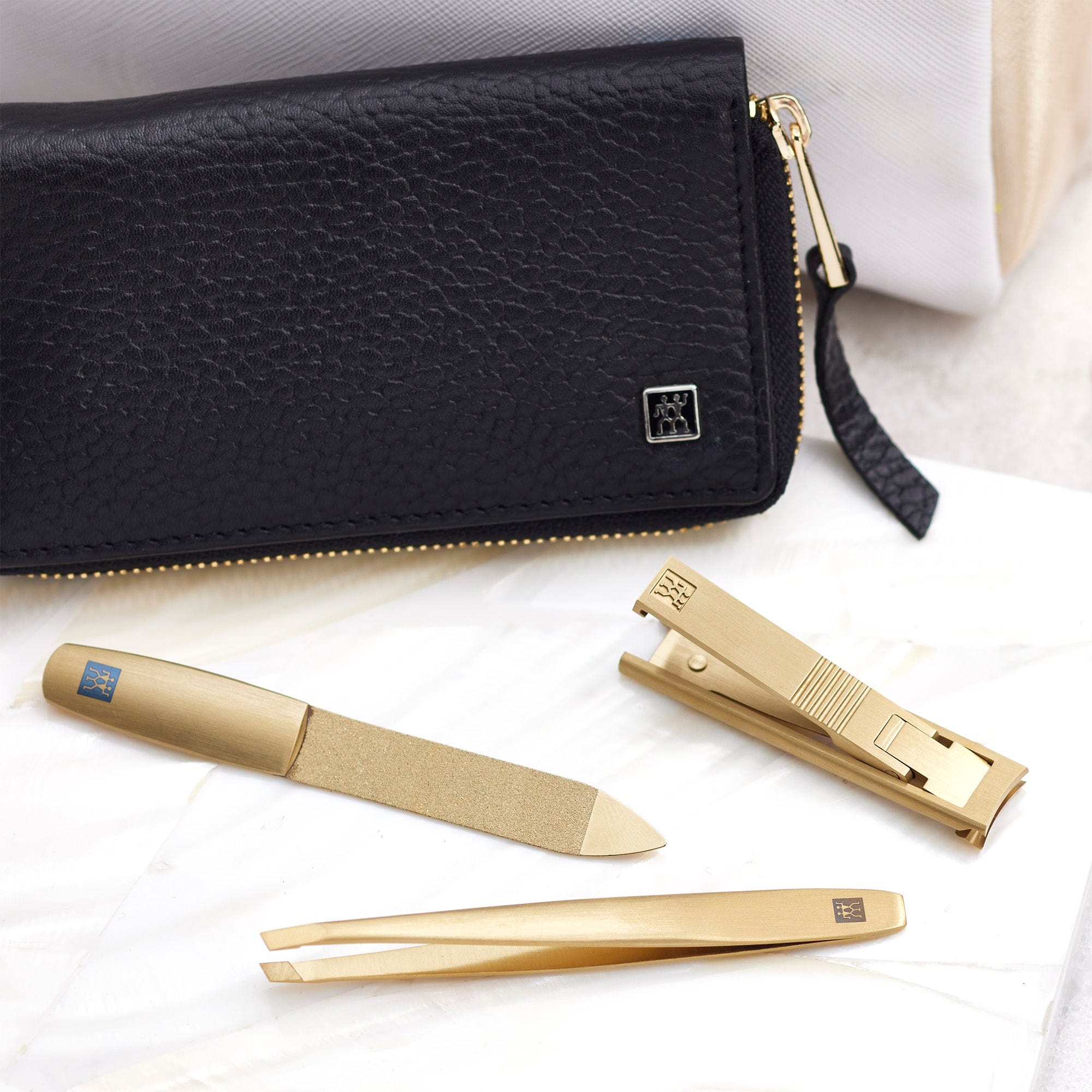 Zwilling Beauty Twinox 4-pc Gold Manicure Set with Black Leather Case