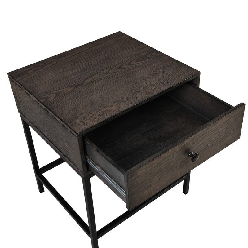 Willow & Hearth Ava 20"W Espresso MDF End Table with Charging Ports and Metal Base