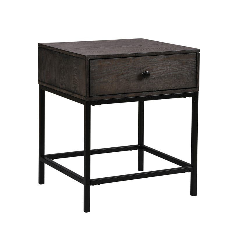 Willow & Hearth Ava 20"W Espresso MDF End Table with Charging Ports and Metal Base