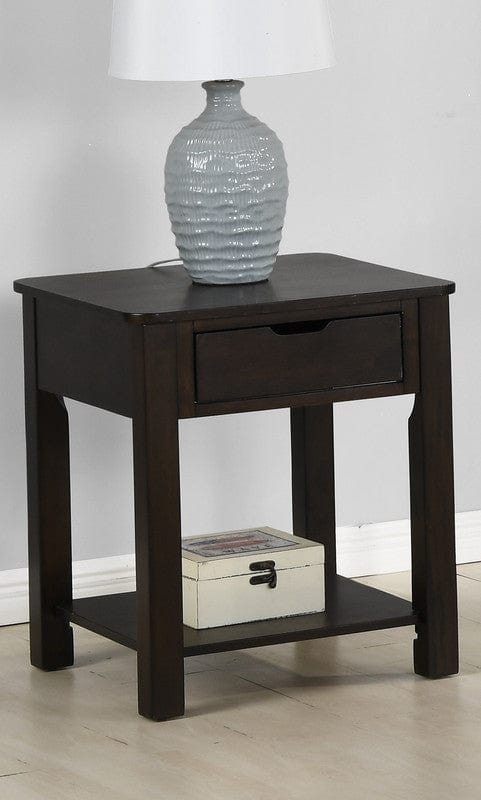 Willow & Hearth Flora 20"W Dark Brown MDF End Table with Drawer