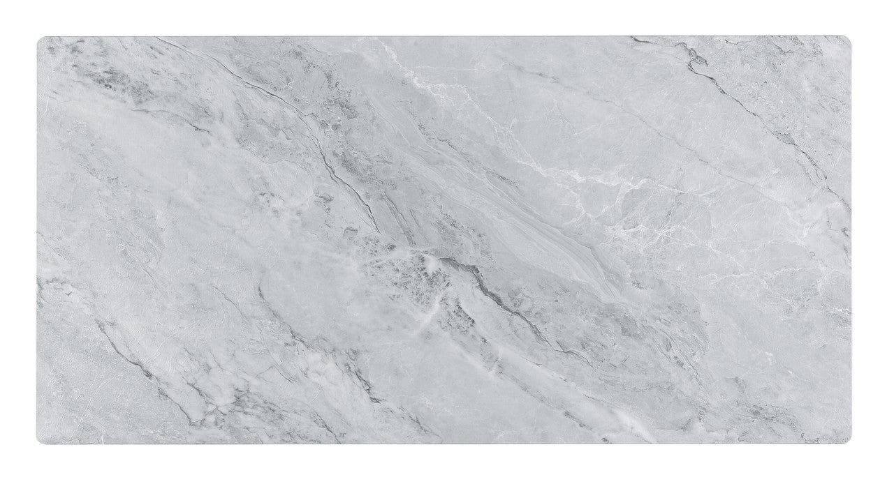 Willow & Hearth Landon 47"W Coffee Table with Glass Gray Marble Texture Top and Bent Wood Design