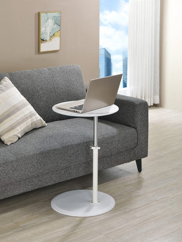 Willow & Hearth Orbit 15.5"W End Table with Height Adjustable White Marble Textured Top