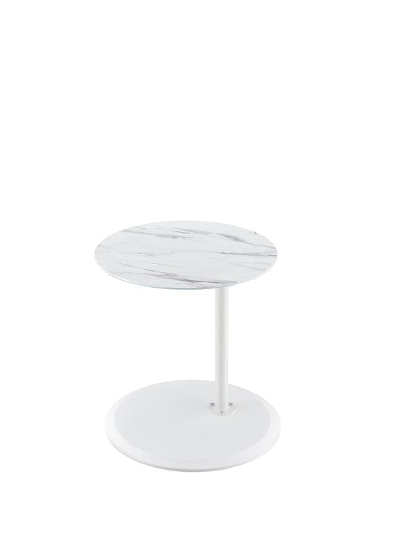 Willow & Hearth Orbit 15.5"W End Table with Height Adjustable White Marble Textured Top