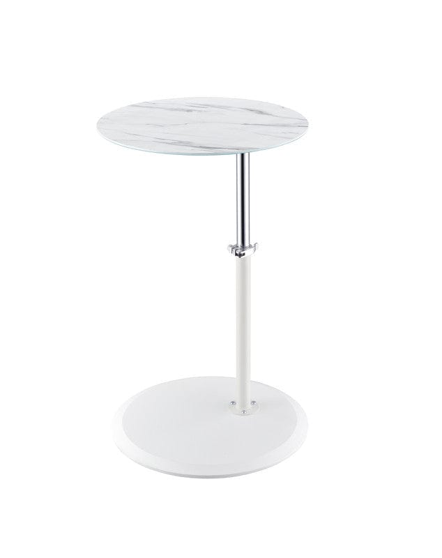 Willow & Hearth Orbit 15.5"W End Table with Height Adjustable White Marble Textured Top