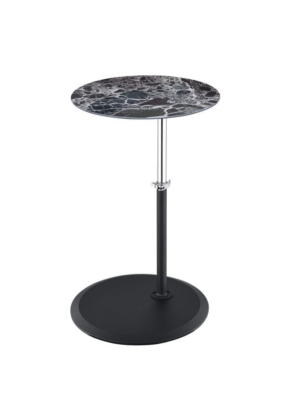 Willow & Hearth Orbit 15.5"W End Table with Height Adjustable Black Marble Textured Top