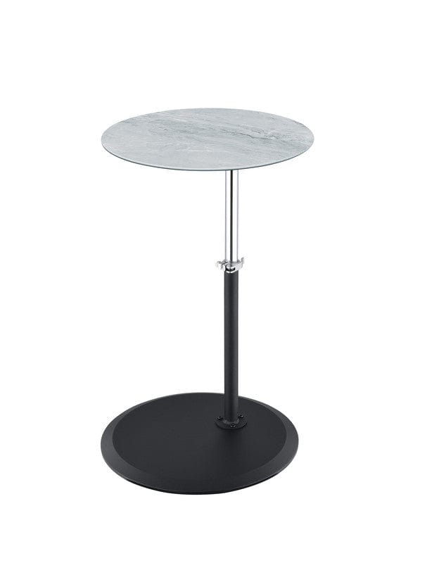 Willow & Hearth Orbit 15.5"W End Table with Height Adjustable Gray Marble Textured Top
