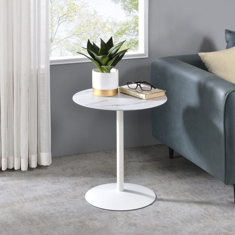 Willow & Hearth Circa 17.5"W End Table with White Marble Textured Top